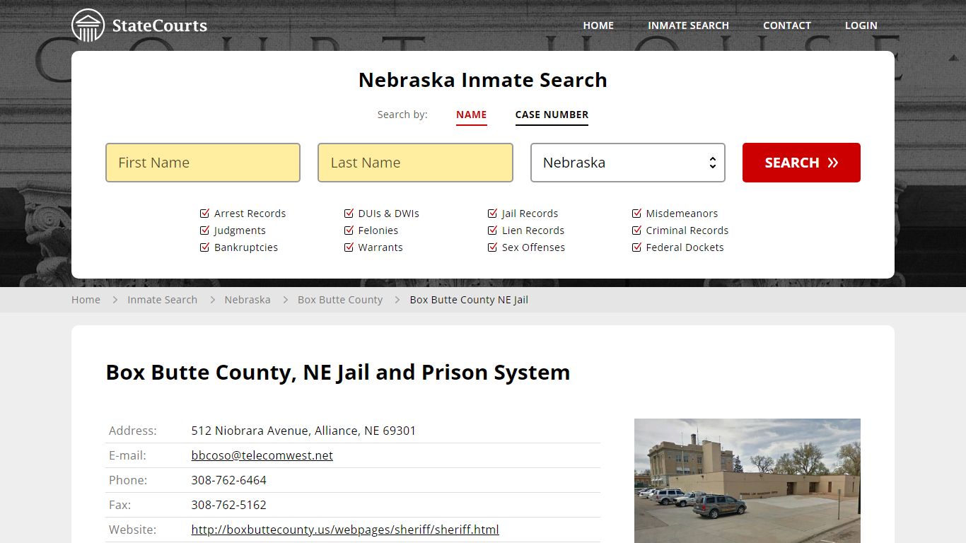 Box Butte County NE Jail Inmate Records Search, Nebraska - StateCourts